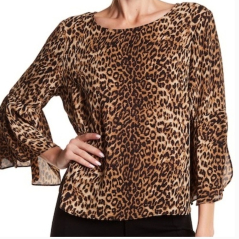 Vince Camuto SZ S Leopard Print Blouse Top NWT